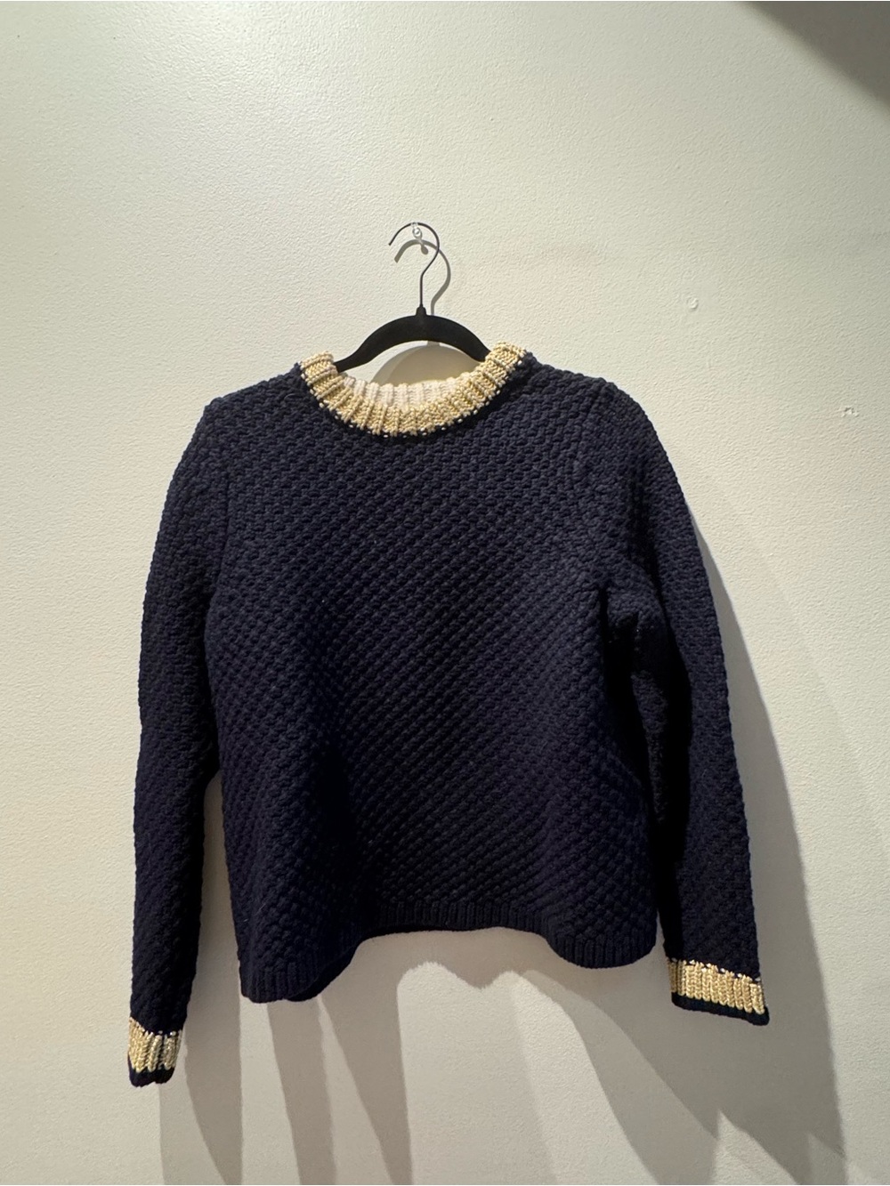 Boden Navy Textured Chunky Wool Sweater
